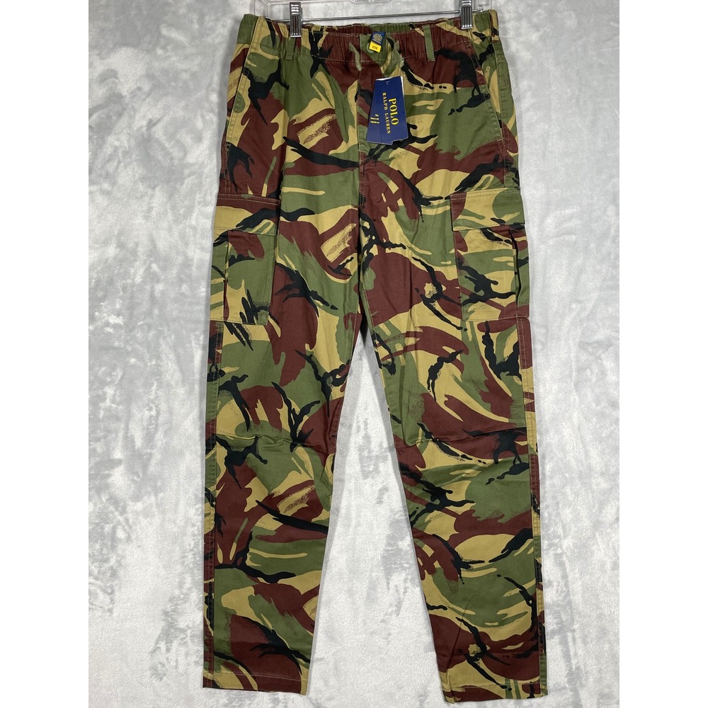 Polo Ralph Lauren Boys 20 Camouflage Cargo Pants Green Brown Brushstroke Camo - Picture 2 of 10